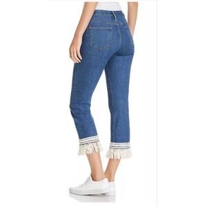 Tory Burch Connor jeans Fringe‎ Hem Cropped Jeans Women’s Size 28 Denim Boho